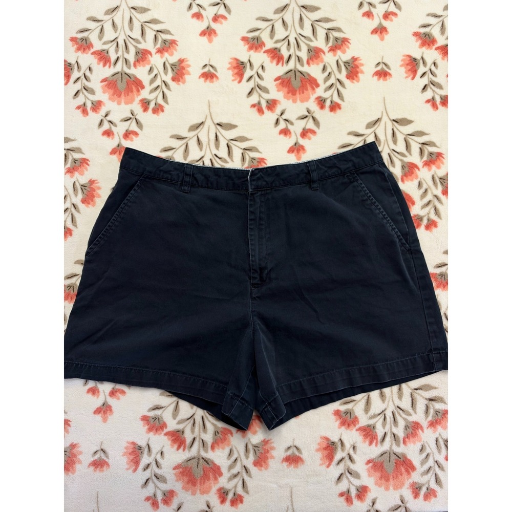 Tommy Hilfiger Navy Blue Chino Shorts Womens Size 14 Cotton Flat Front Preppy